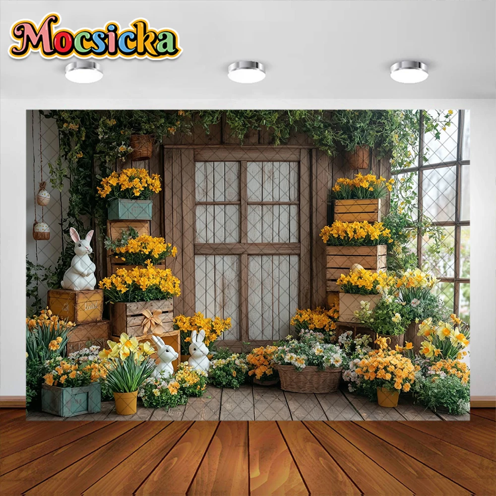 Musim semi fotografi latar belakang telur Paskah bunga dekorasi latar belakang Bbay dewasa perempuan potret Studio foto Banner alat peraga