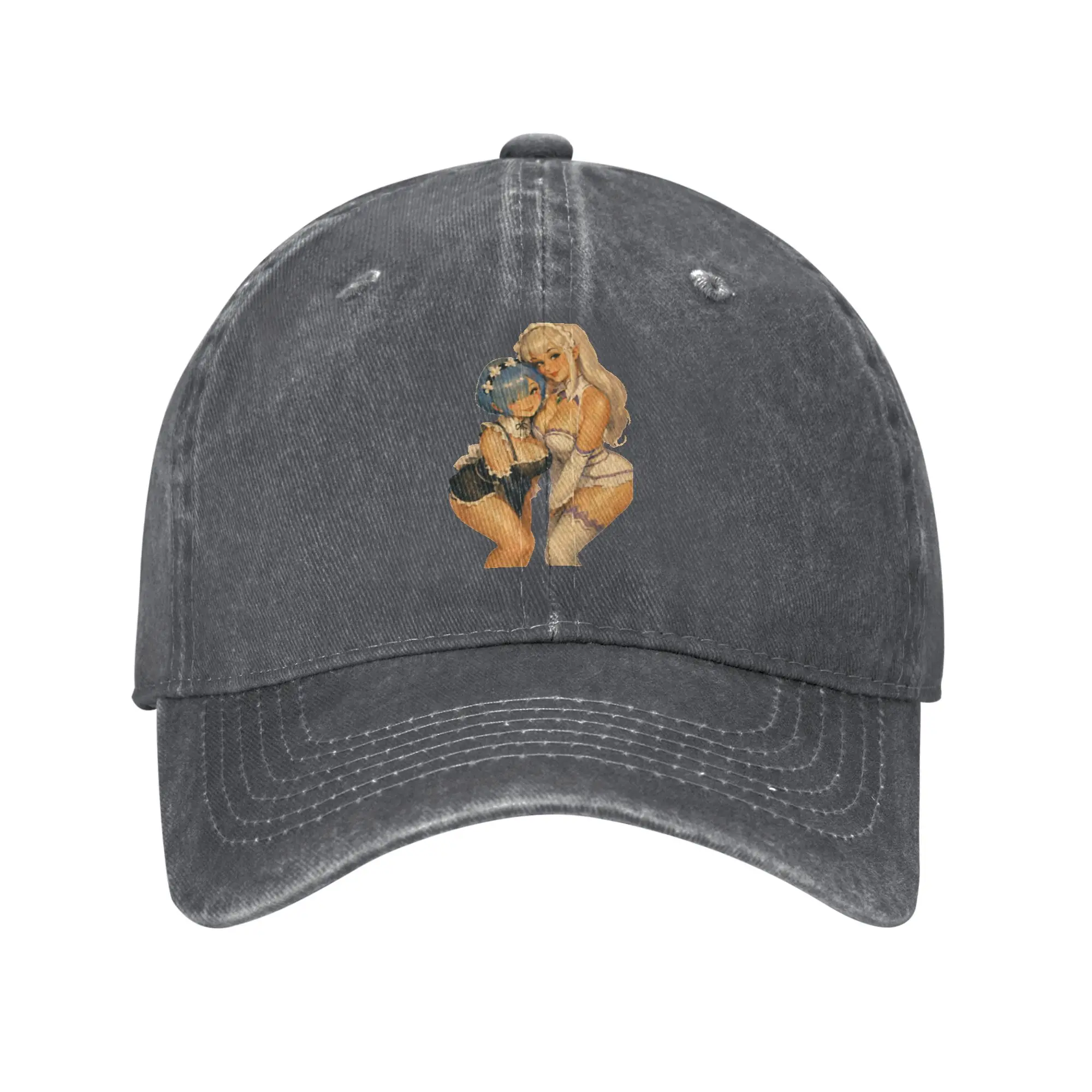 Fashion Twin Maid Pinup   Re Zero Inspired Vintage Anime Art baseball cap  Upf50 Golf Cap