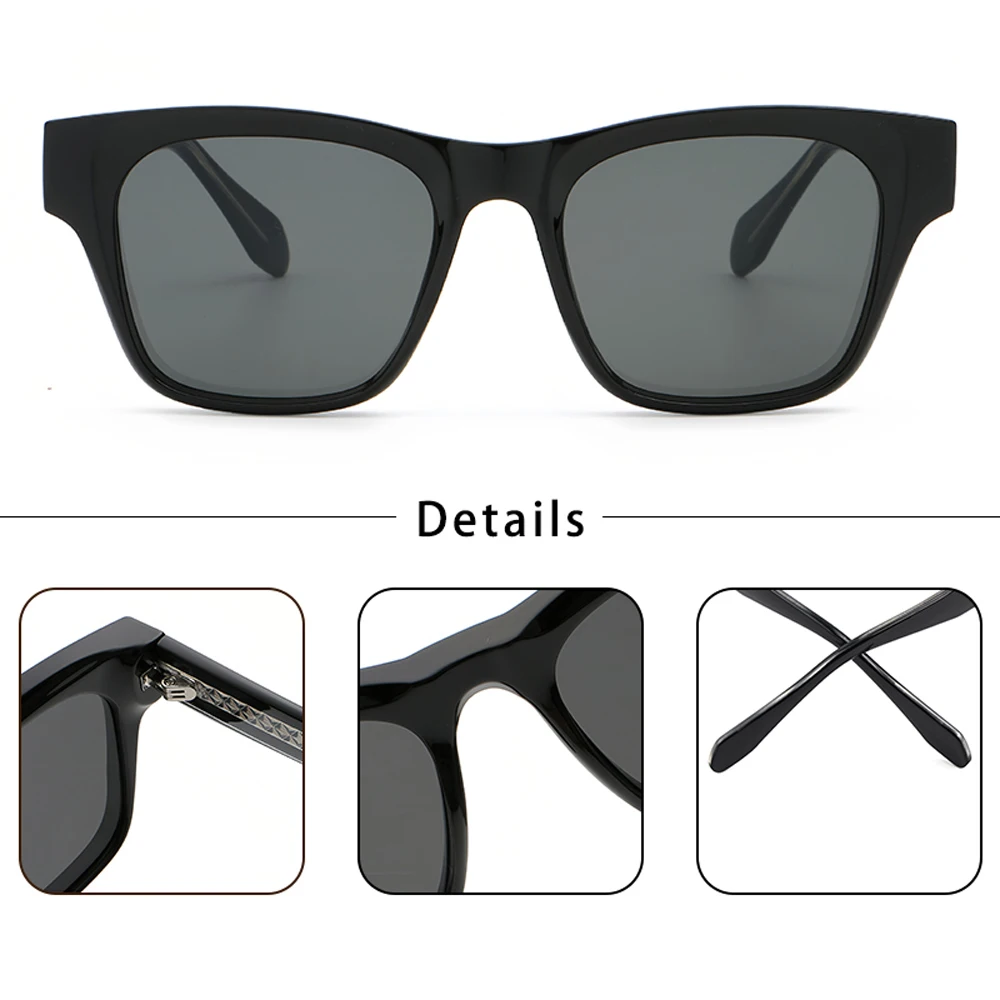 CATERSIDE Herren-Sonnenbrille mit Sehstärke, maßgeschneiderte optische Sonnenbrille mit quadratischen Gläsern für Damen, Myopie-Brille für das Fahren im Freien – Detail 2