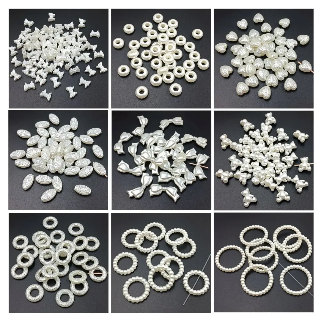 10/50/100Pcs/lot ABS Imitation Pearl Multi-shape Heart Circular Beads Jewelry Making DIY Beaded Material Necklace Bracelet