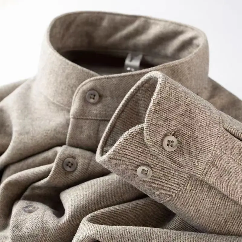 

Высококачественные осенние и зимние рубашки для мужчин, толстые теплые рубашки с длинными рукавами и начесом, повседневные модные рубашки с воротником-стойкой, мужская одежда