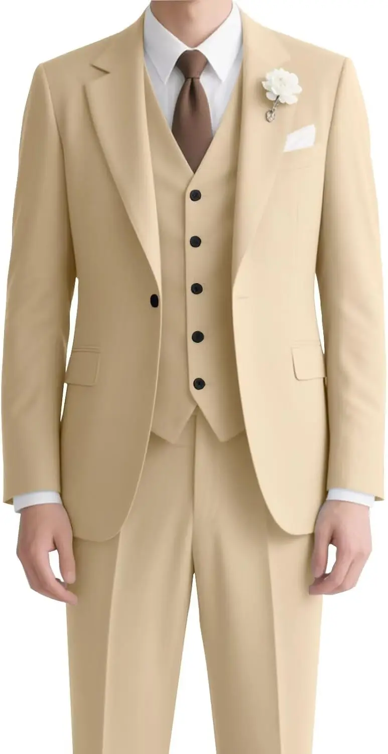 

Men's Suit 3 Piece Classic Fit Suits for Men Jacket Vest Pants Suit for Wedding Prom Dinner Party