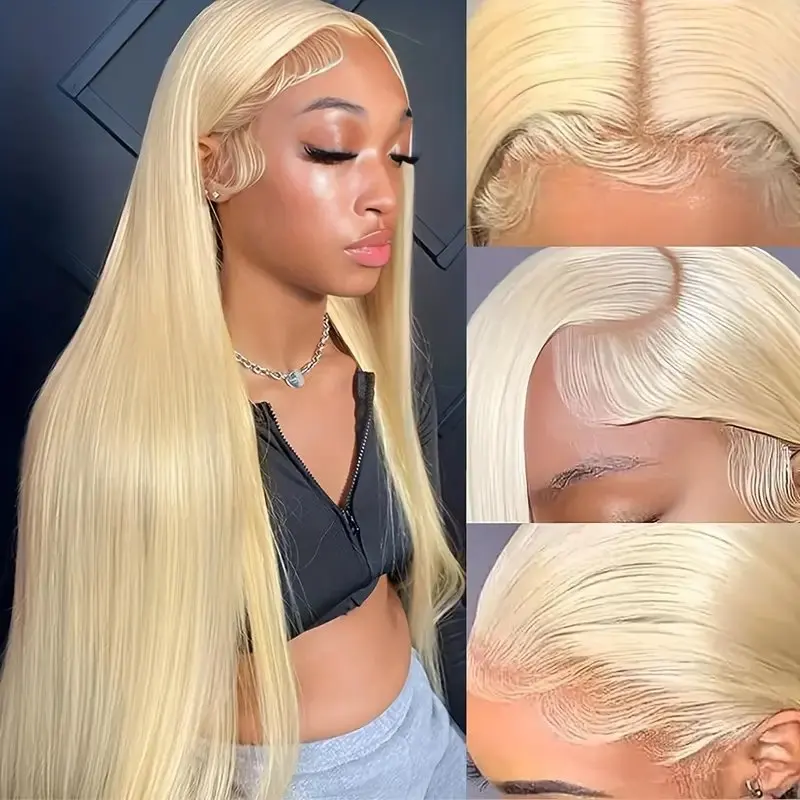 Blonde 613 13x4 HD Lace Frontal Wig 20 40 inch  Glueless Blonde Human Hair Wig Straight  Bleached Brazilian 150 Density