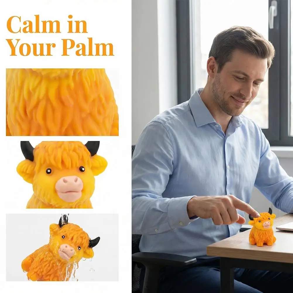 Niedlicher Yak-Stressball, langsam aufsteigendes Quetschspielzeug für Geburtstagsgeschenke, Partys, weiches Highland-Kuh-Tier-Stressabbau-Spielzeug, Büro-Stressabbau – Detail 12