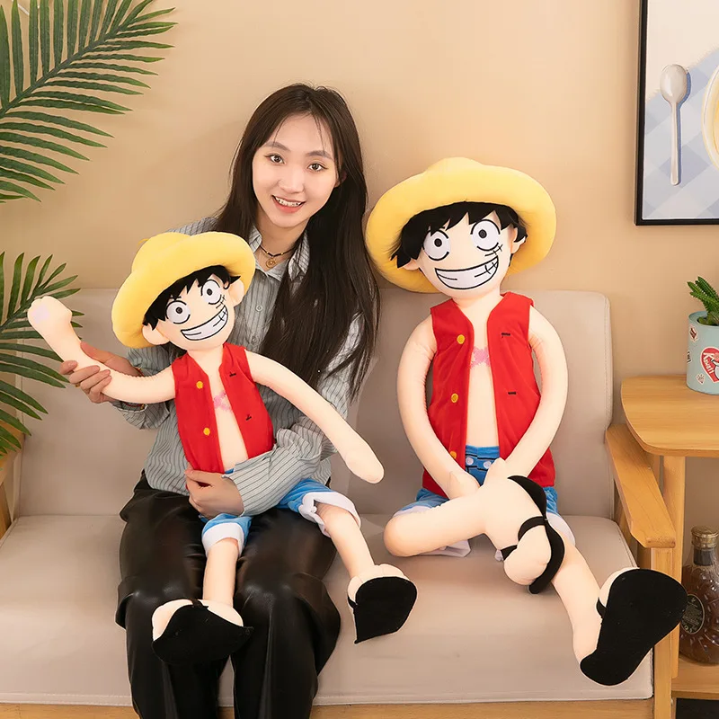 Cute Luffy Plush Toys for Kids, Enorme Travesseiro Kawaii, Almofada para Dormir, Boneca de Pelúcia Macia, Presente de Aniversário 85-125cm, 1 Pc