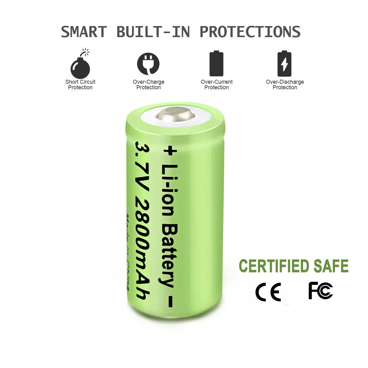 2800mAh Rechargeable 3.7V Li-ion 16340 Batteries CR123A Battery For Arlo Security Camera For 16340 CR123A Battery