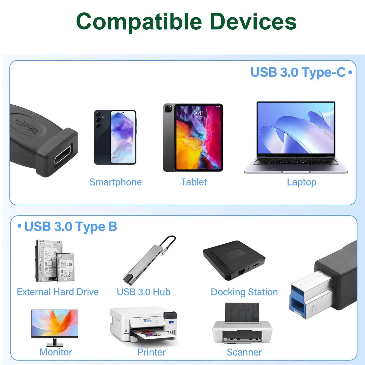 USB Type C 3.1メス-USB 3.0 Bオスデータアダプター,コネクタコンバーター,プリンタースキャナー用5gbps,外部ハードドライバー,ラップトップ