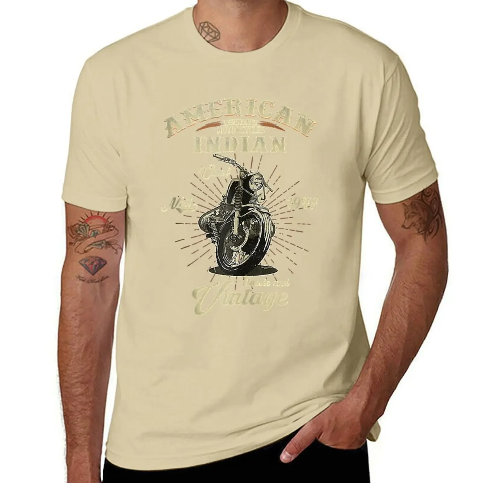 Graphics vintage clothes aesthetic clothes Men\'s t shirts Vintage American Motorcycle Indian for Old Biker Gifts T-Shirt summer