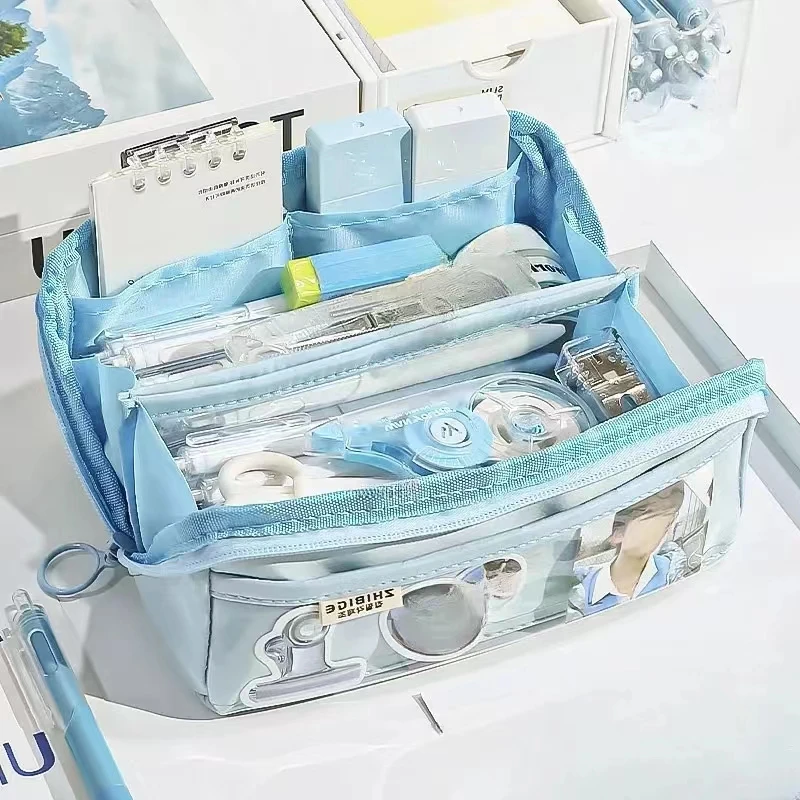 

Girl Large Capacity Pencil Bag School Cases Big Pen Bag Cute Stationery 10 Grids Zipper Pencil Pouch Student School Supplies