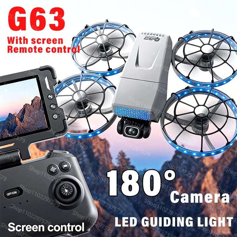 G63 الطائرة بدون طيار نظام تحديد المواقع التدفق البصري فرش السيارات 8K HD كاميرا شاشة قابلة للطي التحكم عن بعد FPV الطائرات بدون طيار المهنية RC لعبة هليكوبتر هدية