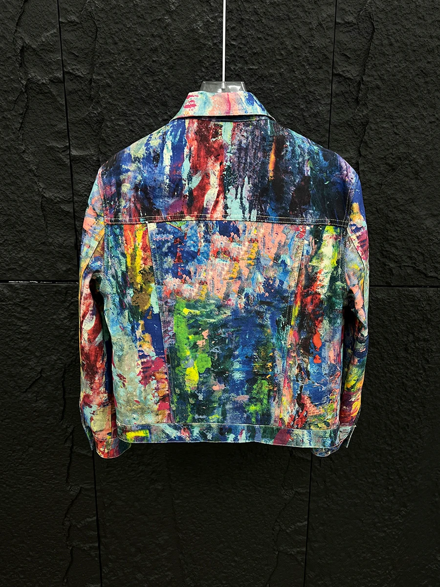 Spring and Autumn New Painting Graffiti Oil Painting Cowboy Jacket Men's Fashion Versatile Loose Casual Streetwear Jacket