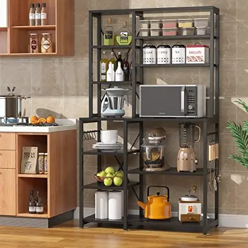 

Kitchen Bakers Rack Standing, 10-Tier Large Kitchen Utility Shelf with 10 S- and Metal Frame Microwave Oven Stand, 39.3" W