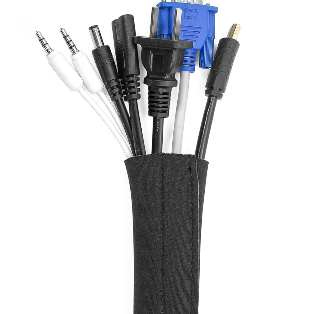 

2pcs Neoprene Management Cuttable Cord Protector Wire Organizer Cable Wraps For Computer Durable Adjustable Length Cable
