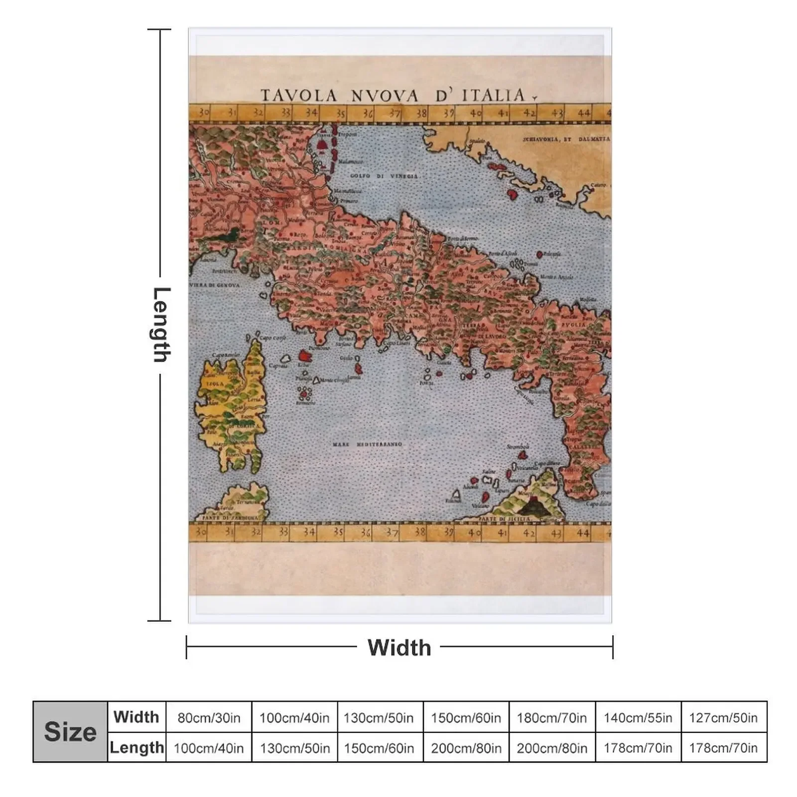 Map Of Italy 1561 Throw Blanket Decorative Sofa Summer Beddings cosplay anime Loose Blankets