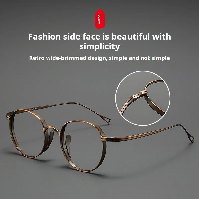 YIMARUILI Ultra-light Retro Round Men's Glasses Fashion Titanium Women Eyewear Small Size Optical Prescription Eyeglasses Frame view 4