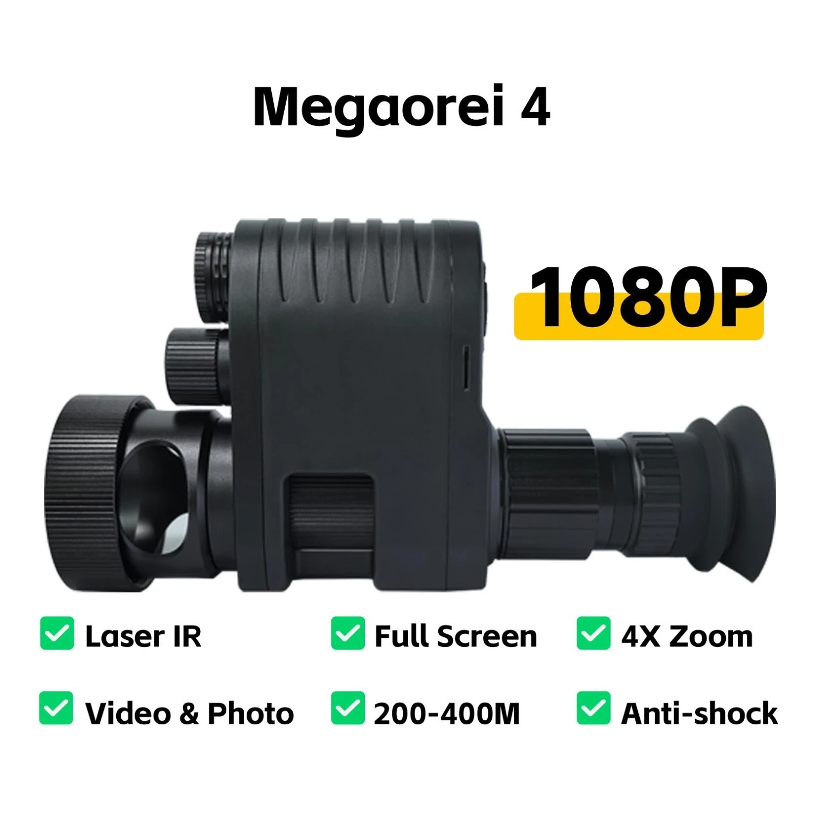 

Megaorei M4 4X Digital Zoom Monoculars Telescope Add on Infrared Night Vision Scope for Hunting tactical laser Video Recording