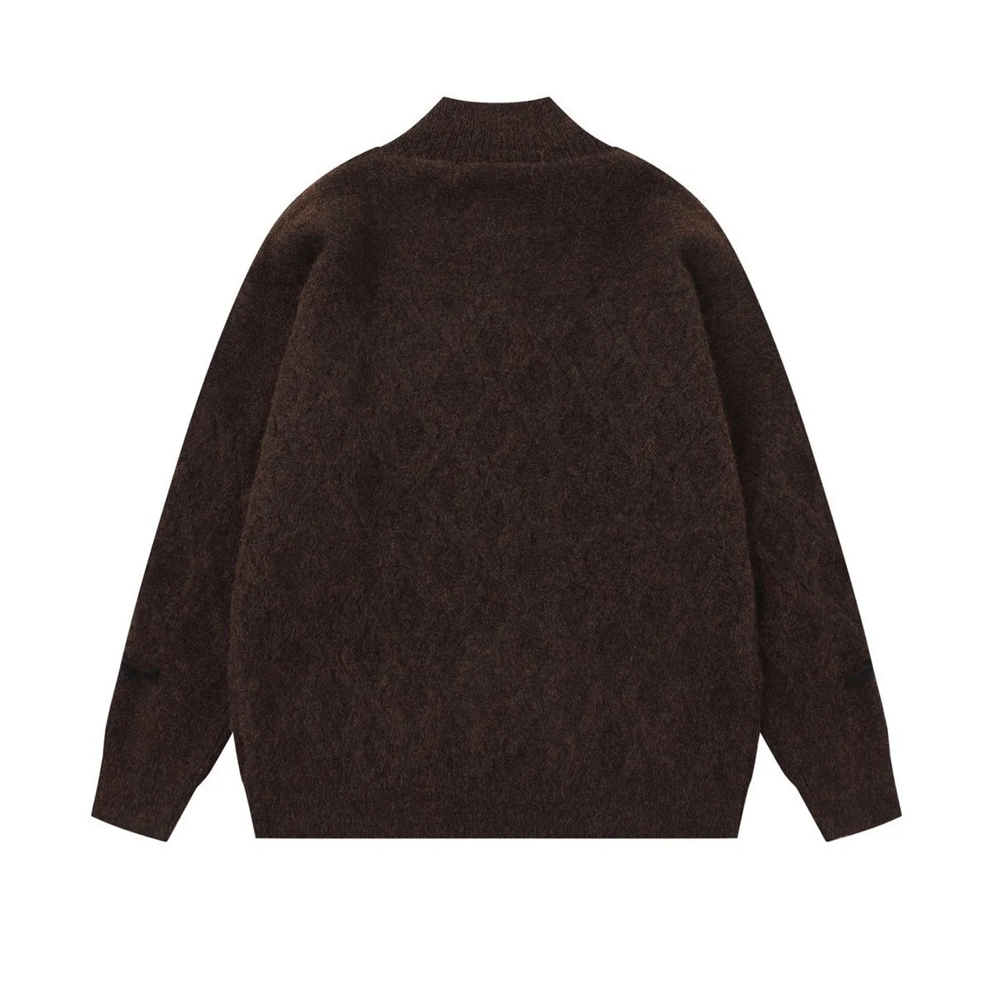 2025 Autumn Winter Season American Retro Style Diamond Check Gray Sweater Men's Loose Casual Soft Green Brown Knitted Cardigan