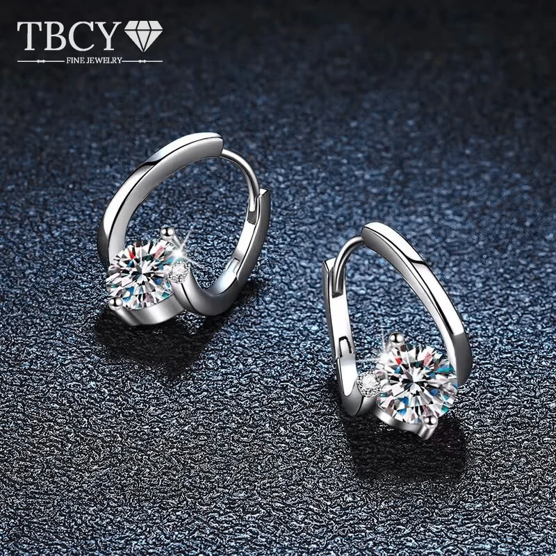 

TBCYD 2ct Real Moissanite Earrings 925 Sterling Silver D Color Moissanite Hoop Earrings For Women Diamond Fine Jewelry