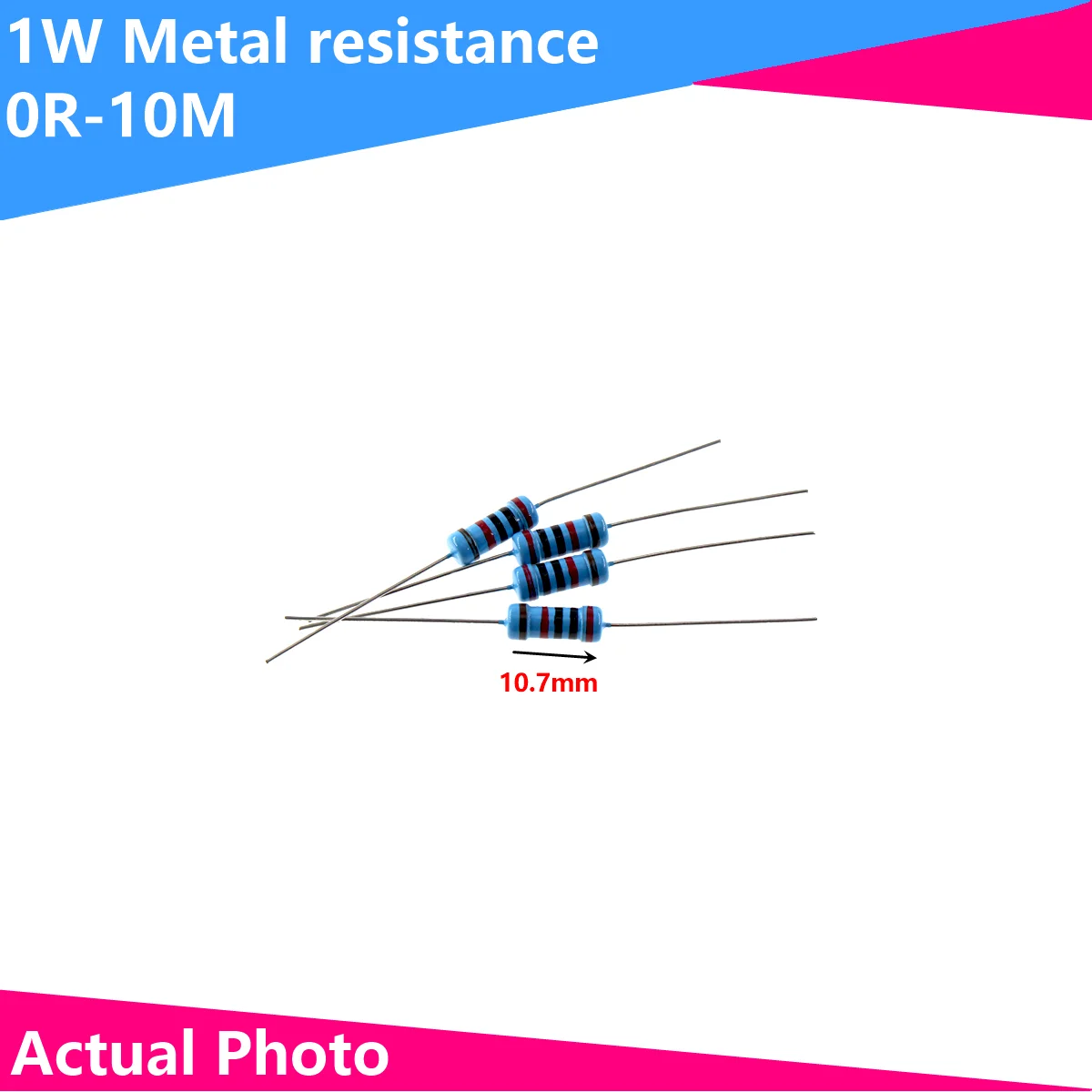 20PCS 1W resistor resistance Metal film 1R 2R 3R 4.7R 10R  33R 47R 100R 220R  470R 1K 2. 3.3K 4.7K 10K 22K 33K 100K-10M