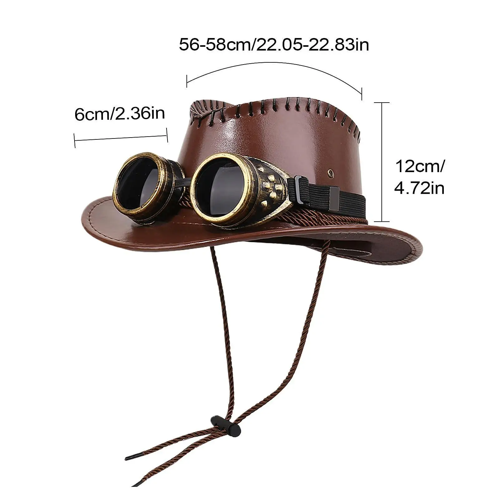 Steampunk Top Hat with Goggles Steam Punk Halloween Hat Adults Headgear for Prom Role Playing Stage Performance Holiday Carnival