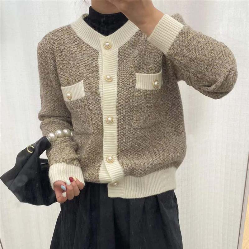 AOSSVIAO Vintage Harajuku z długim rękawem damski sweter swobodny koreański, jesienny Streetwear topy płaszcz elegancki leniwy wiatr Y2k sweter