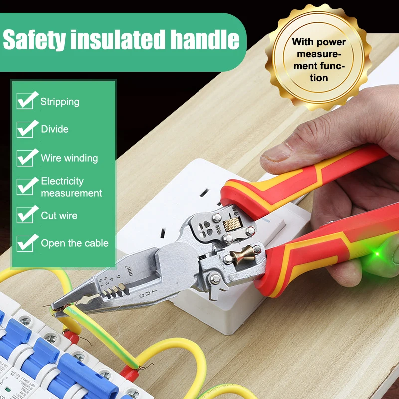 

8 In 1 Multifunctional Stripping Pliers With Electrical Measurement Function Crimping Pliers Voltage Tester Cable Cutter Tools