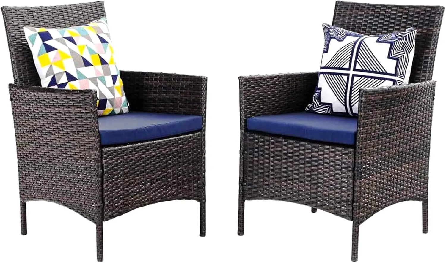 

Patio Wicker Chair Set of 2, Outdoor Modern PE Rattan Armchair with Removable Cushions for Deck, Porch, Balcony