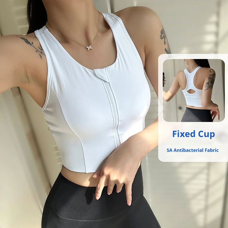 

Lycra Shock - Absorbing Sports Bra for Women, High - Intensity Running, Yoga, Pilates, Fitness, Front - Zipper, Plus - Size