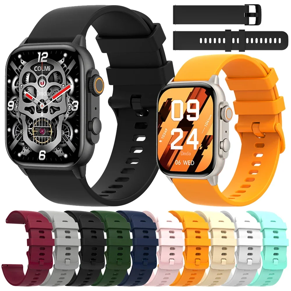 20mm 22mm Watch Bands for COLMI P71 P81 Strap Replacement Wristband C81/C60/M42/V68/P73/I28 Ultra Silicone Bracelets Accessories