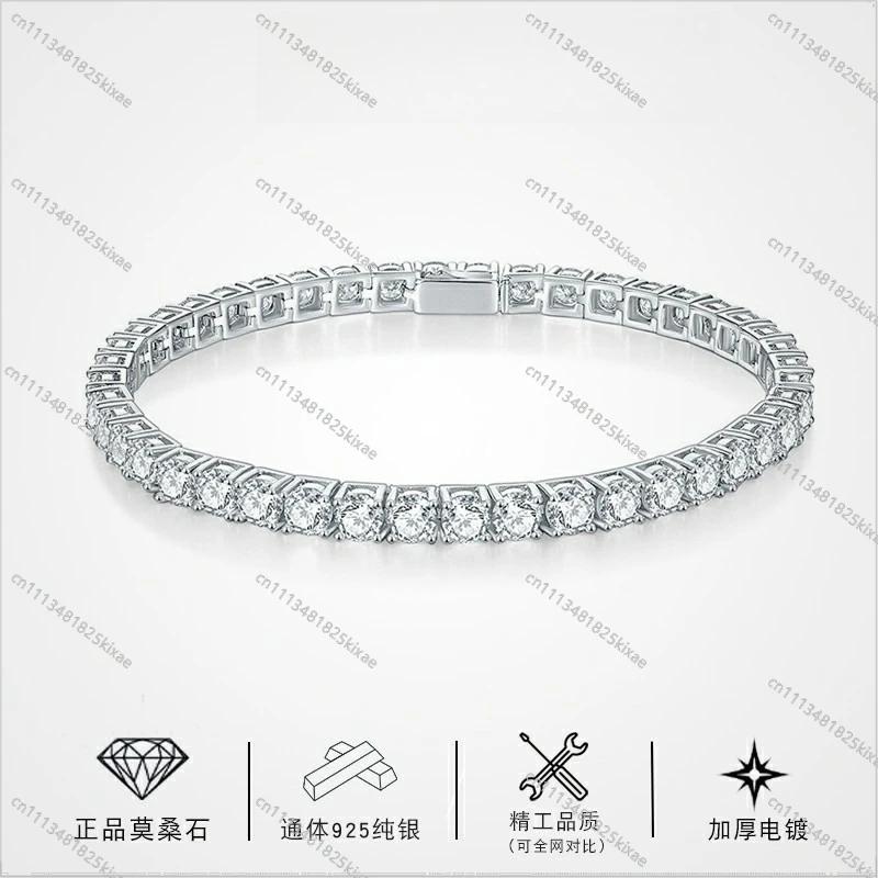 For 1 Carat Tennis Chain Bracelet Women's New 925 Sterling Silver Bracelet in