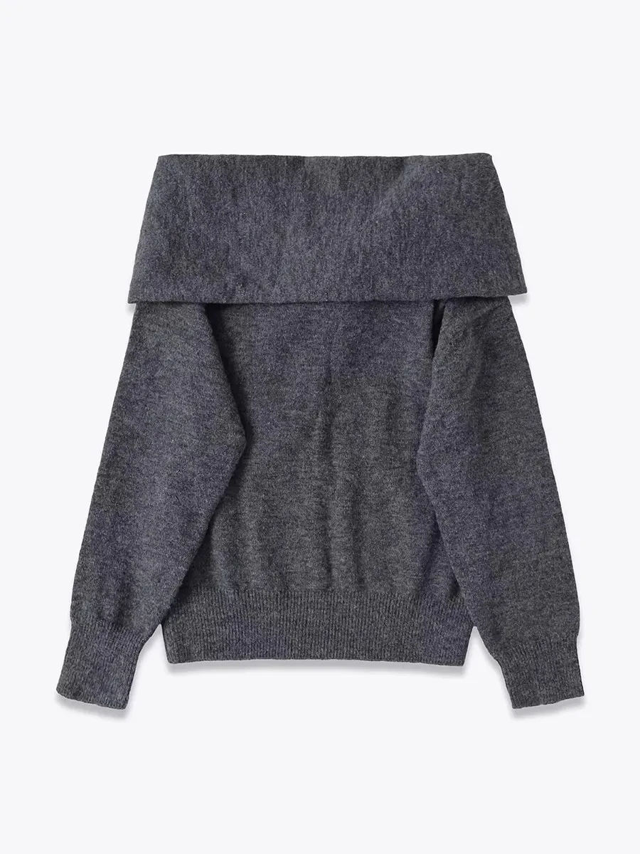 TWOTWINSTYLE FakeTwo قطعة مجموعة سترة للنساء شال طوق كم طويل أنيق مكتب رمادي سليم تريكو أنثى الاسلوب المناسب #5