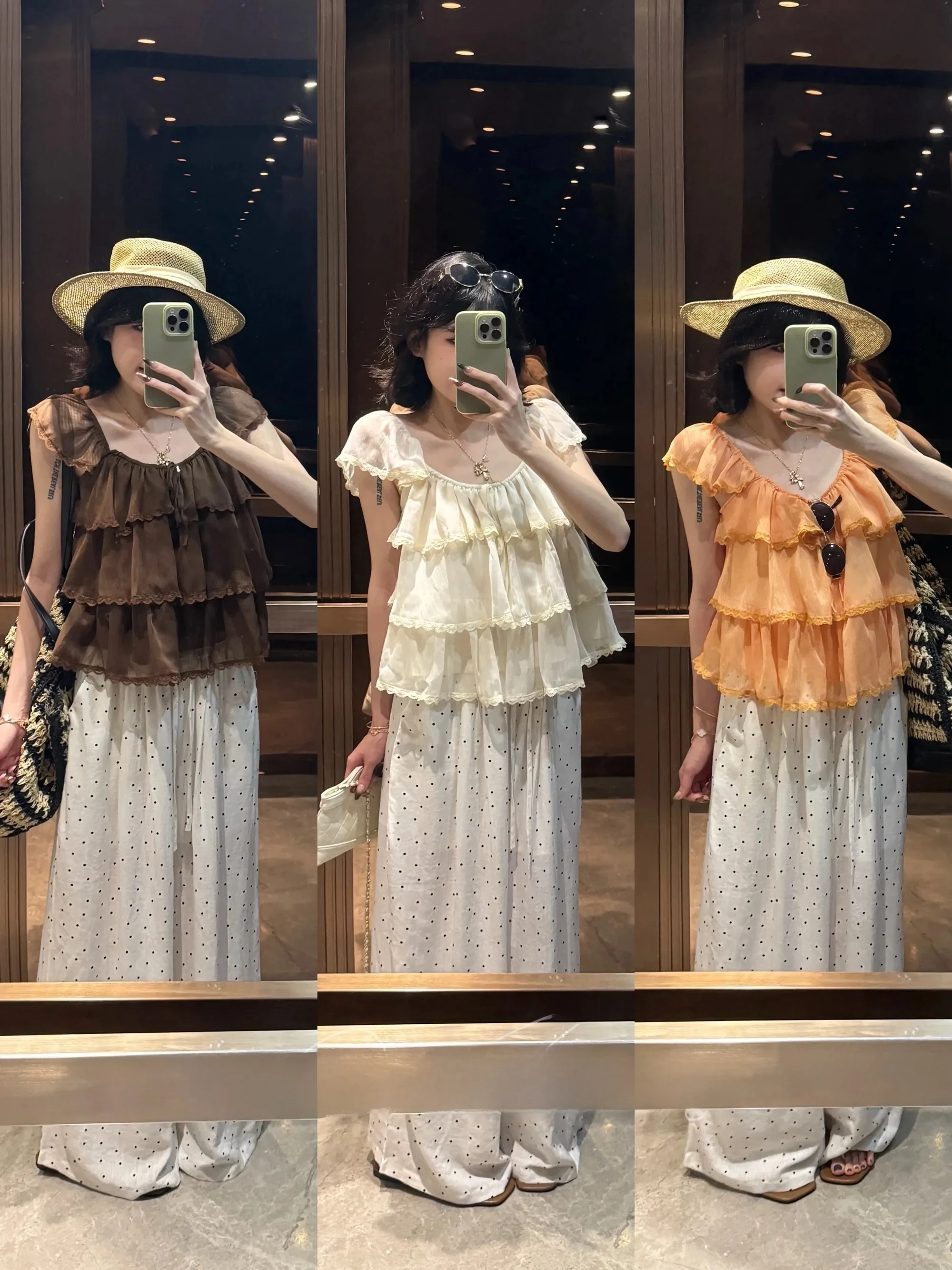 

Summer Sweet Lace Trimmed Cake Doll Shirt Korean Style Unique Beautiful Unique Small Audience Top Loose Fit Short Sleeve