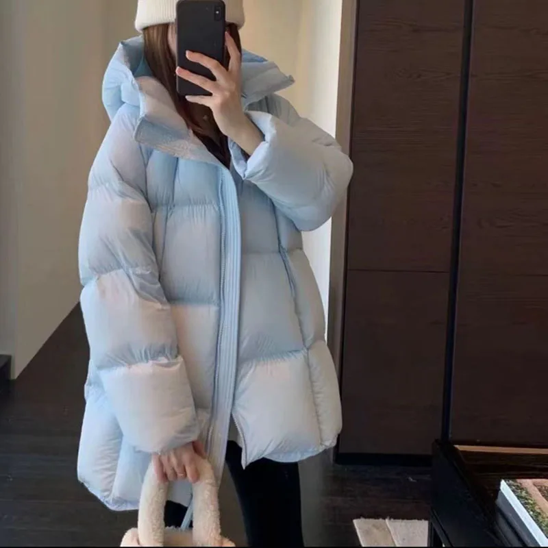 

Down Cotton Jacket Women Hooded Parkas 2025 New Winter Padded Coat Thick Warm Loose Puffer Female Snow Outwear Clothes