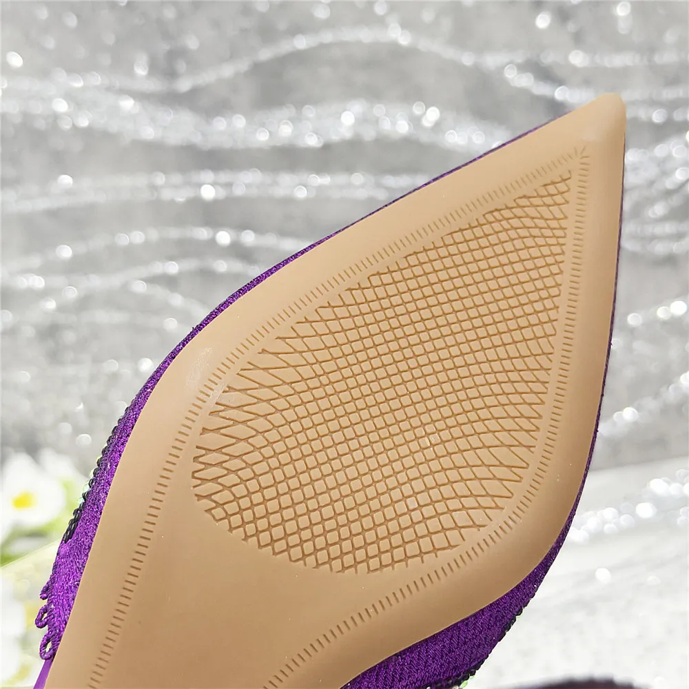 Spot Goods Italian Design Full Rhinestone Comfortable high heel shoes And Bag Fashion Style Pointed-Toe Shoes For Women