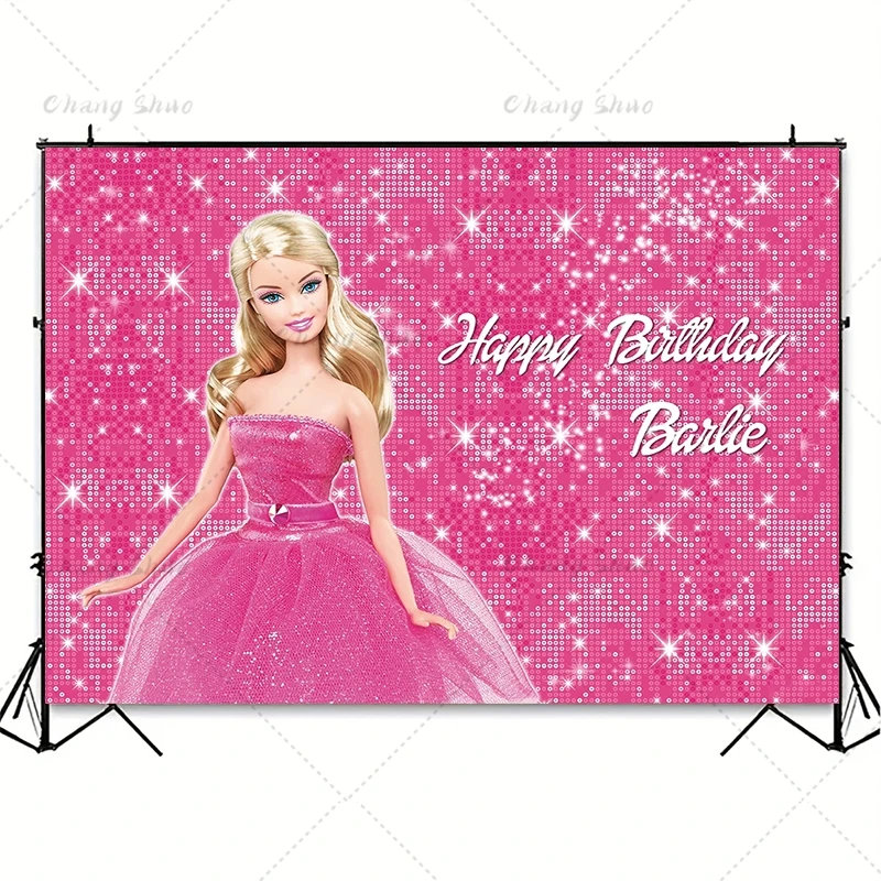 Barbie Theme Pink Princess Photography Background Girls Birthday Party Decoration Photo Backdrop Baby Shower Banner Booth Props