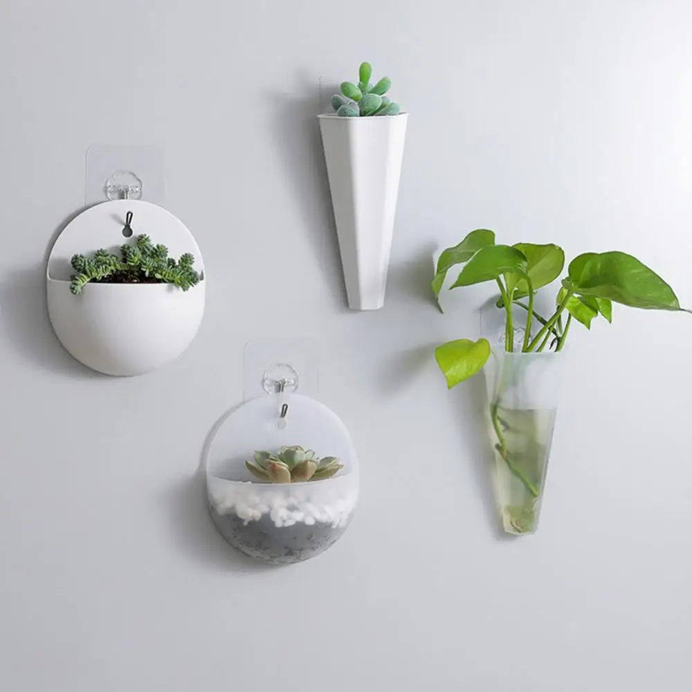 

3 Pcs Wall Mounted Plant Pot Plastic Flowerpot Basket Planter Wall Decal Hydroponic Flower Pot Vase Home Decor кашпо для цветов