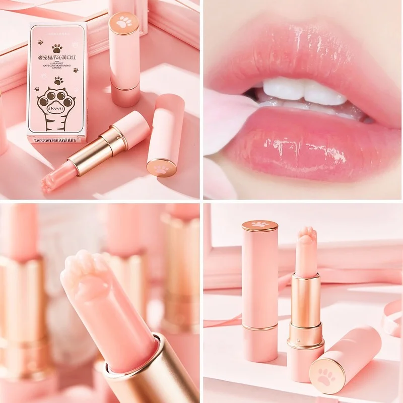 แมวสีชมพู Paw การเปลี่ยนสีลิปสติกลิปบาล์ม Lip สีหญิงเครื่องสำอางค์ลิปสติกให้ความชุ่มชื่น Nature น่ารักแต่งหน้าความงาม