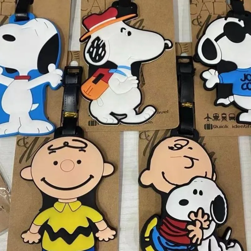 Etiqueta de equipaje de Snoopy, identificador de maleta de dibujos animados, etiqueta de equipaje para embarque, soporte para nombre, identificación y dirección, accesorio de viaje