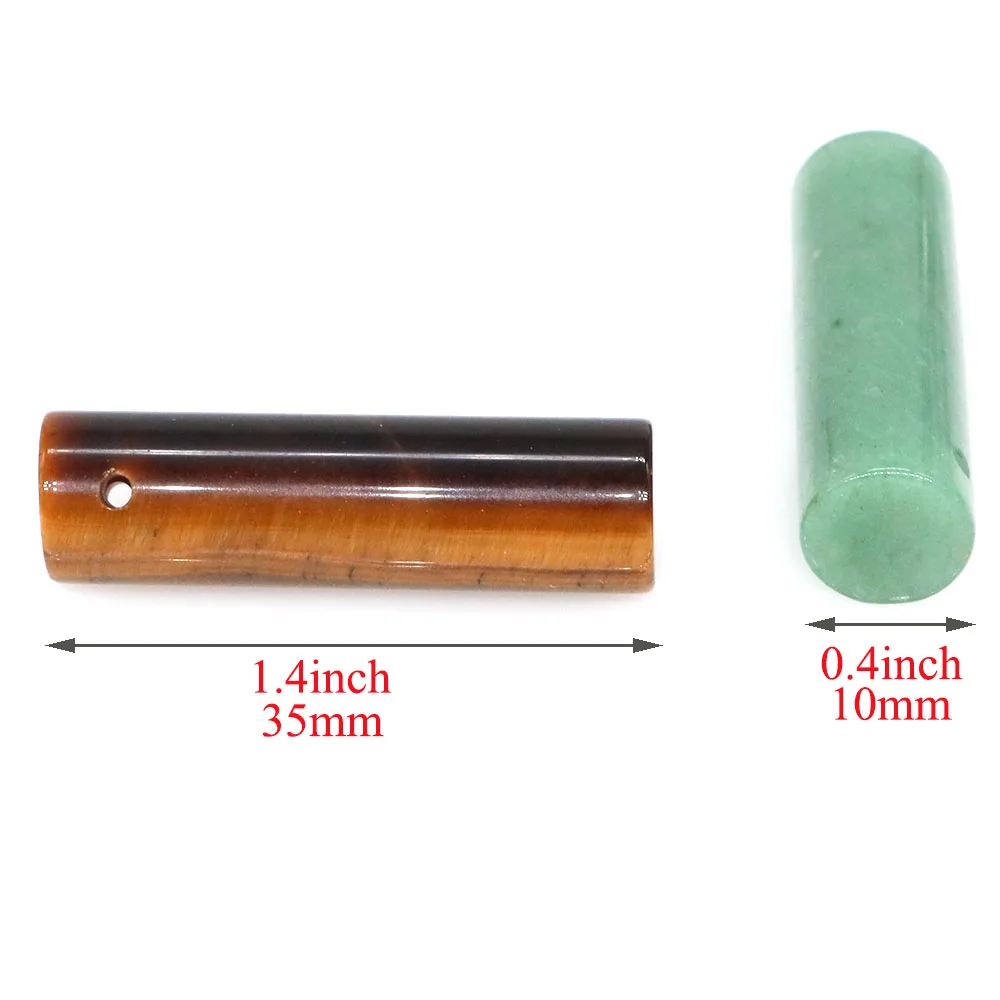 35x10MM Drilled Hole Cylinder Wand Natural Stones Crystals Healing Mineral Energy Gemstone For DIY Necklace Pendant Jewelry Gift