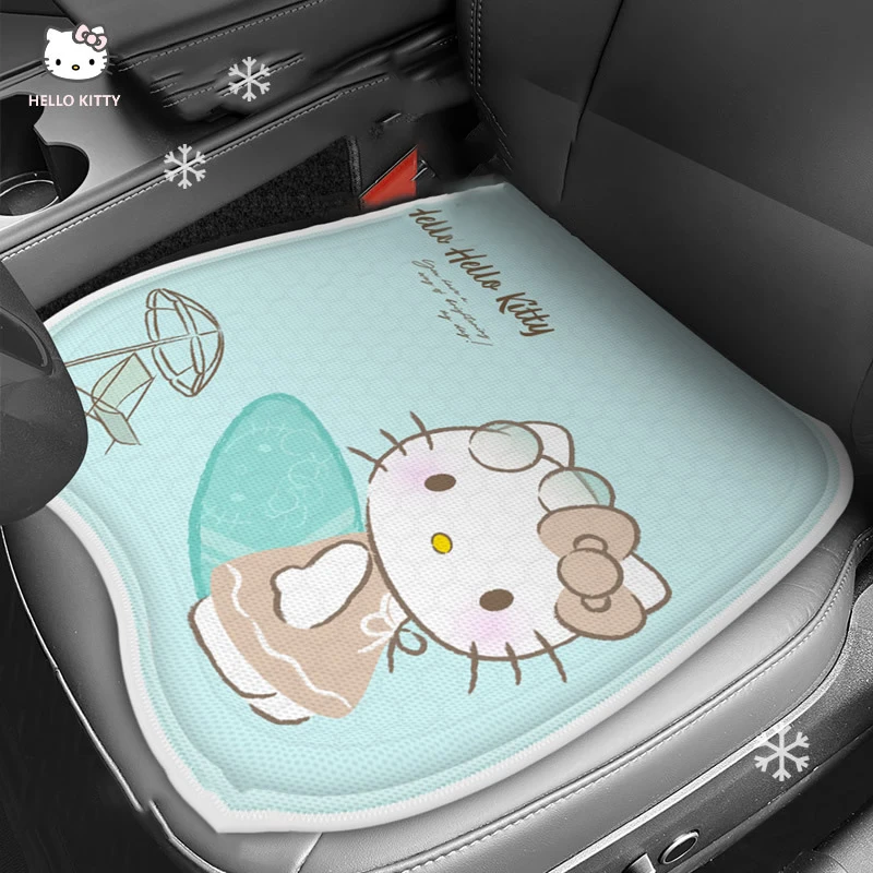 Sanrio Car Seat Cushion Protector Gel Summer Breathable Ice Silk Cushion Cartoon Hello Kitty My Melody Car Accessories Gift