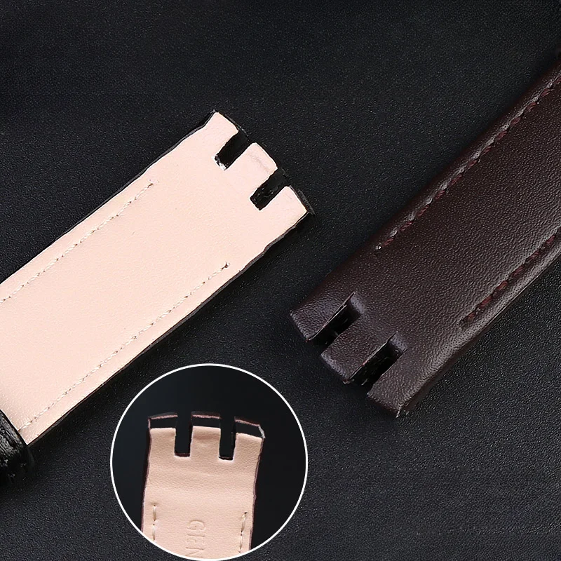 For Swatch Yts401/402/403/409/713/Ytb400 Special Bifurcate Convex Genuine Leather Replace Butterfly buckle Watch Band 20mm