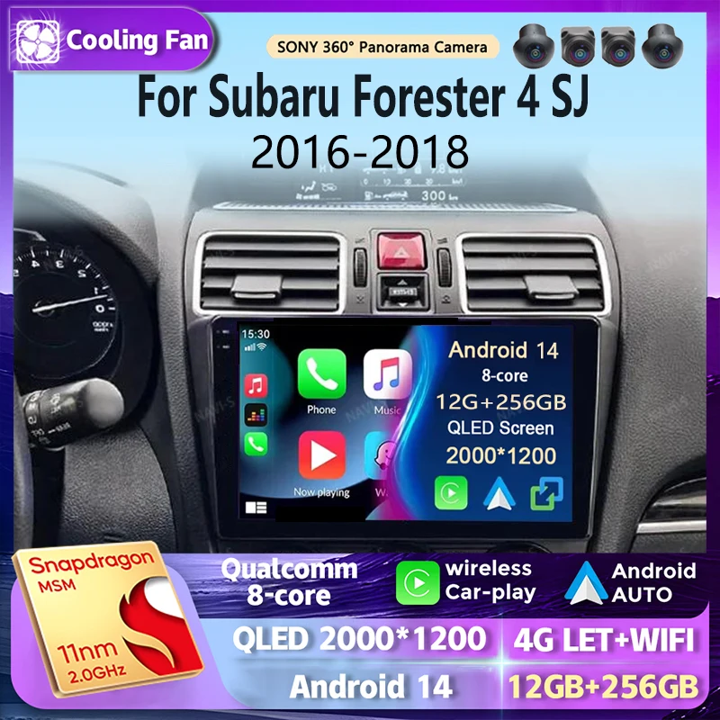 

Автомобильный мультимедийный проигрыватель, Android 14, для Subaru Forester 4 SJ 2016-2018, 2K, QLED, Android, GPS, AI, голосовой CarPlay, 4G, стерео