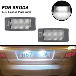 2PCS LED License Plate Light For Skoda Octavia 3 Kodiaq Fabia Rapid Superb Easy Install B8 Yeti No Error Number Plate Light Lamp