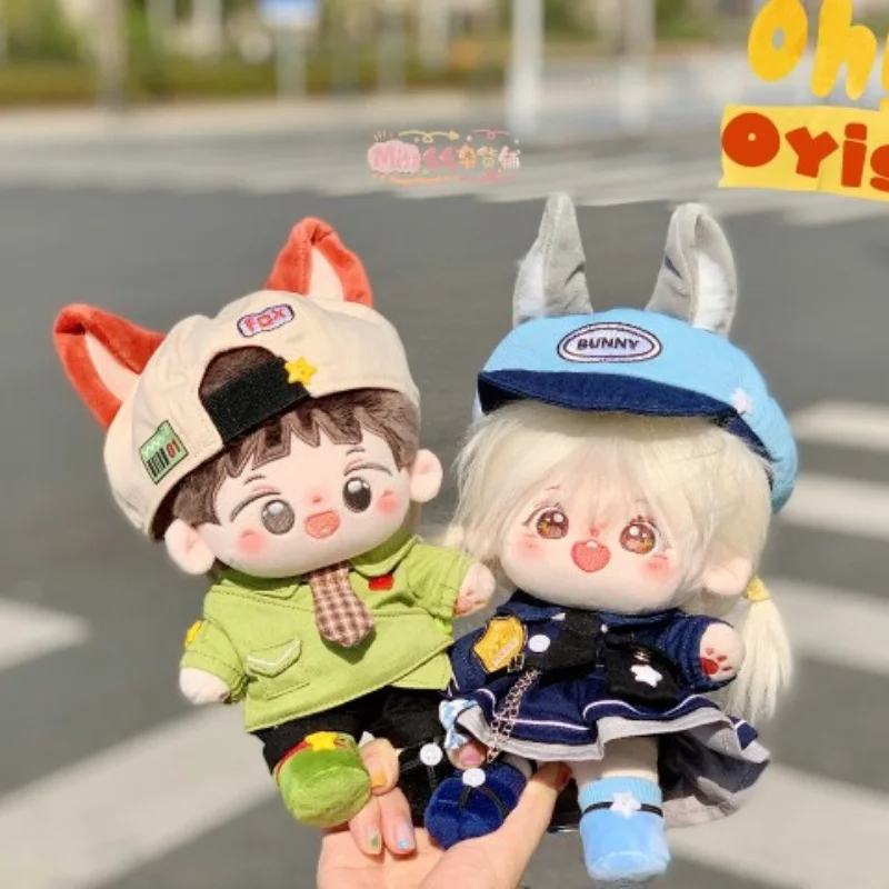 

Handmade 6pc/set 15/20cm Kawaii Fox Rabbit Doll Clothes Suit Hats Shirts Dresses Skirts Shorts Triangles Shoes Collection Gift