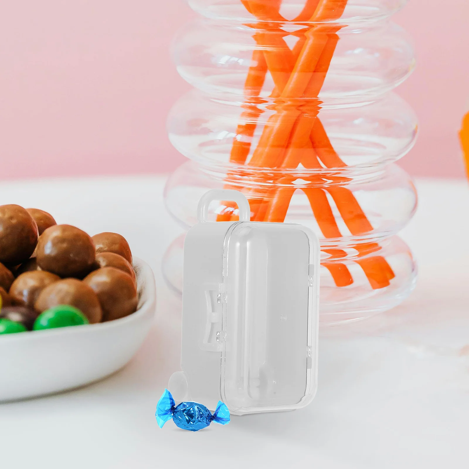 

12Pcs Creative Clear Candy Box Mini Suitcase Favor Box Travel Party Decoration Wedding Dessert Storage Suitcase Favor Boxes
