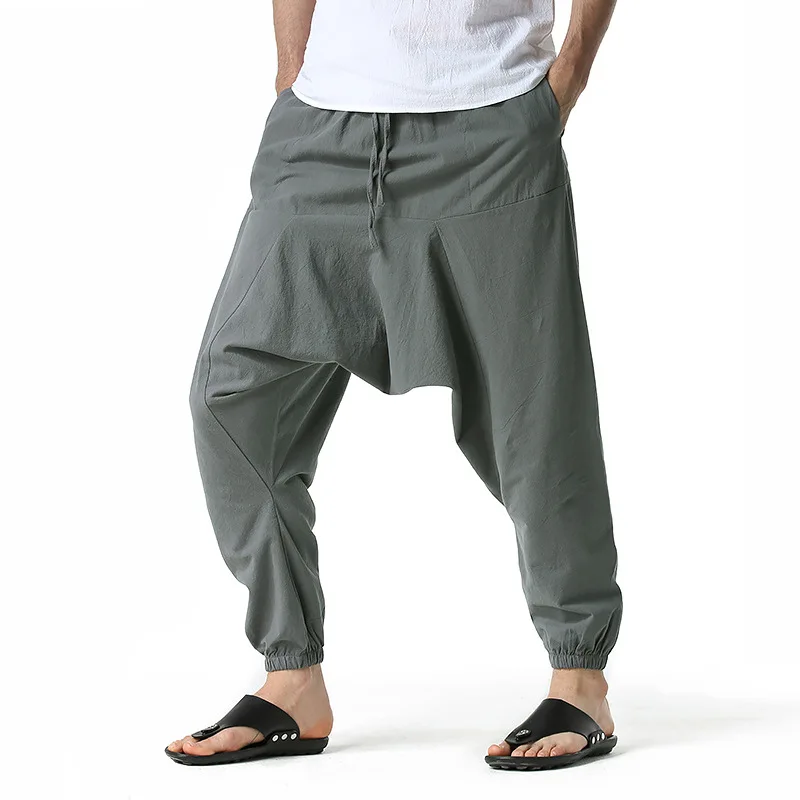 Pantaloni Harem da uomo Hiphop Pantaloni larghi con cavallo basso da yoga casual larghi