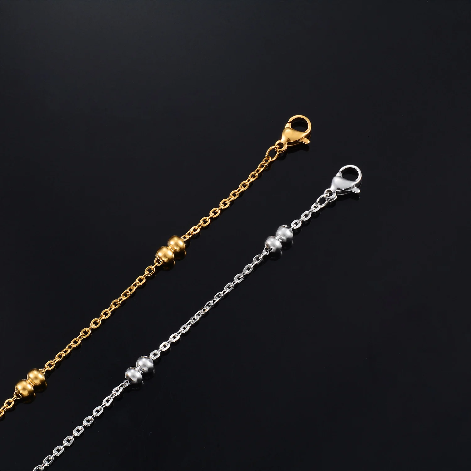 Trendige Edelstahl-Langkette mit kleinen Perlen, O-förmige dünne Ketten, Kugelglieder für DIY-Schmuck – Detail 2