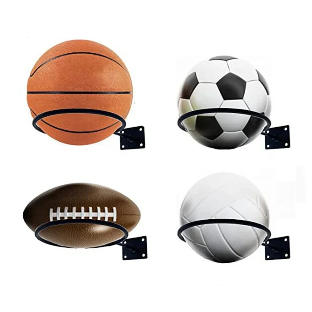 Wall-Mount Ball Racks Iron Basketball Storage Display Holder Football Rugby Hanging Stand Space Saving for Living Room Decor