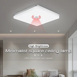 Luces de techo LED con Sensor de movimiento PIR, iluminación inteligente para el hogar, 18W, 24W, 36W, lámpara de techo cuadrada/redonda, pasillo de habitación, 110V, 220V