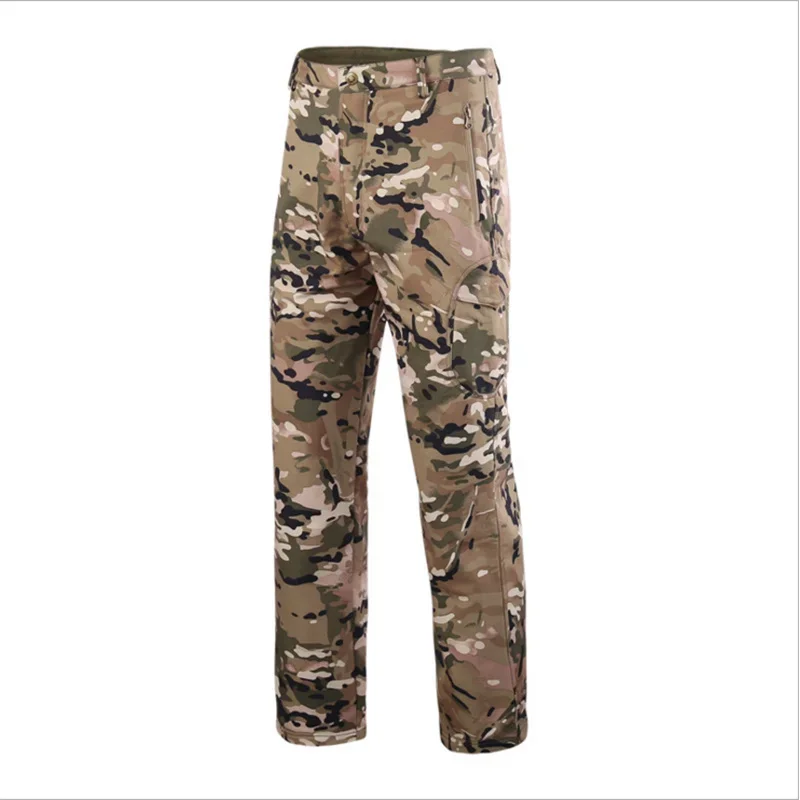 

Outdoor Tactical Men Soft Fleece Warm Waterproof Pants Shark Skin Windproof Thermal Breathable V5.0 Camo Long Trousers